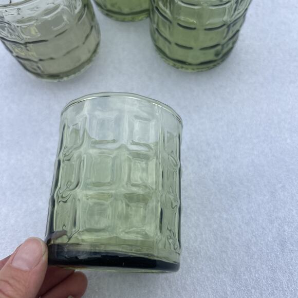 Libbey Amber Glass Short Drinking Cups Set Mid Century Avocado Green Set Of 4 - Picture 2 of 8